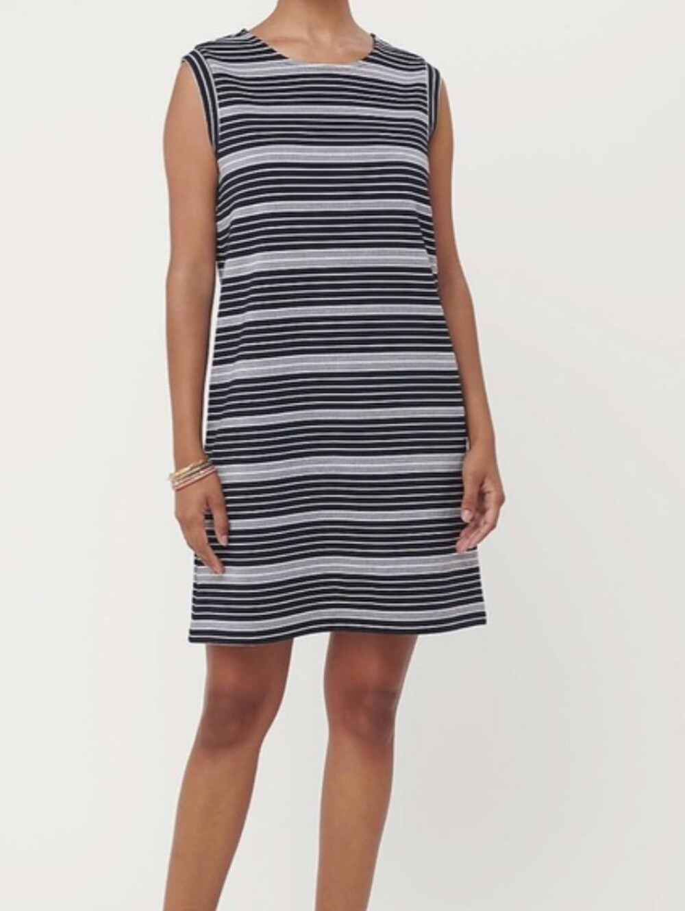 NWT Loft Sleeveless Black White Striped Shift Pencil Dress XL